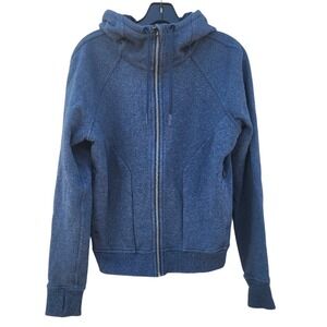 Lululemon Huddle & Hustle Hoodie Heathered Sporty Jet Blue Wash Full Zip 8 Scuba